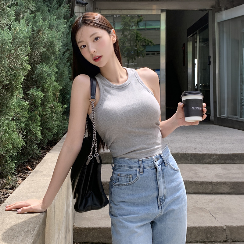(캡내장쫀쫀스판저렴이비교불가!!) 에코 캡내장 세미크롭 골지 패드 나시 ts4103 - 상세 이미지 2