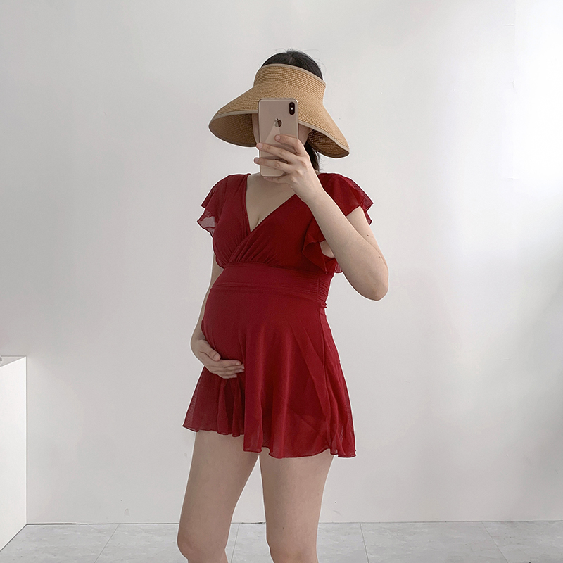 날개 만삭 수영복 임산부빅사이즈수영복 체형커버 몸매보정 모노키니 - 상품 이미지