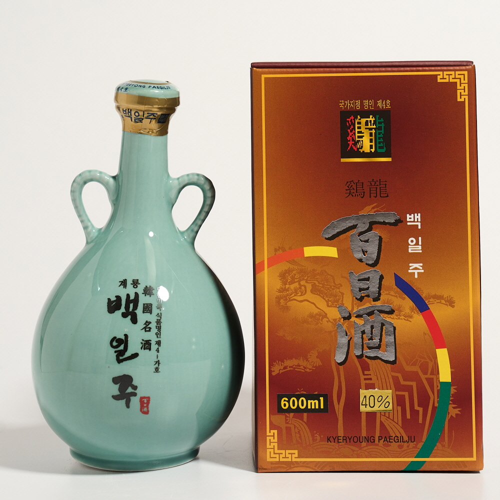 계룡백일주 청자 호리병 40도 600ml 선물세트 이성우명인 (케이스 포함) - 메인 이미지