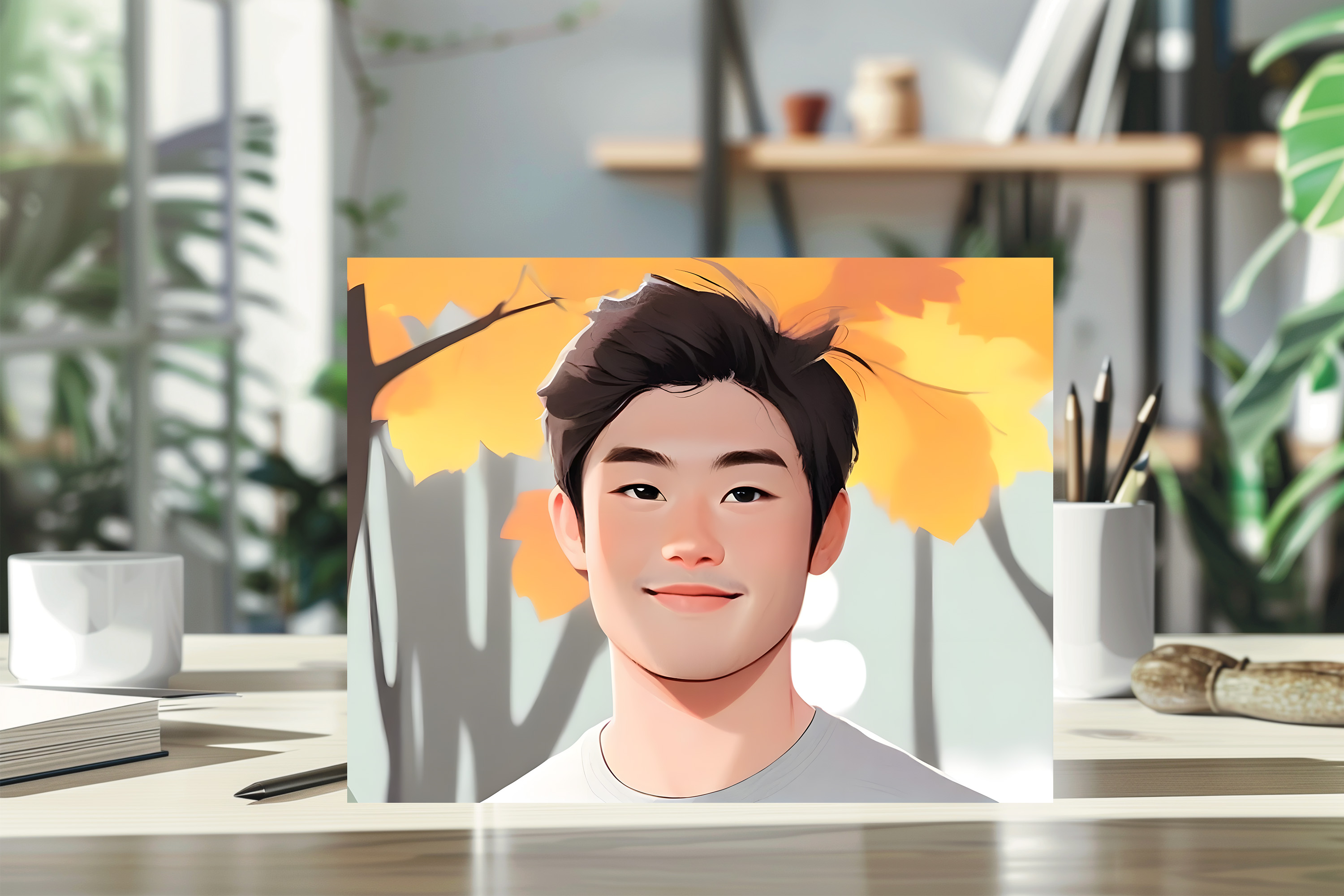 캐리커쳐 수채화 일러스트 메탈 우드 액자 초상화 커플 기념일 그림 선물 주문제작 S 이미지 8