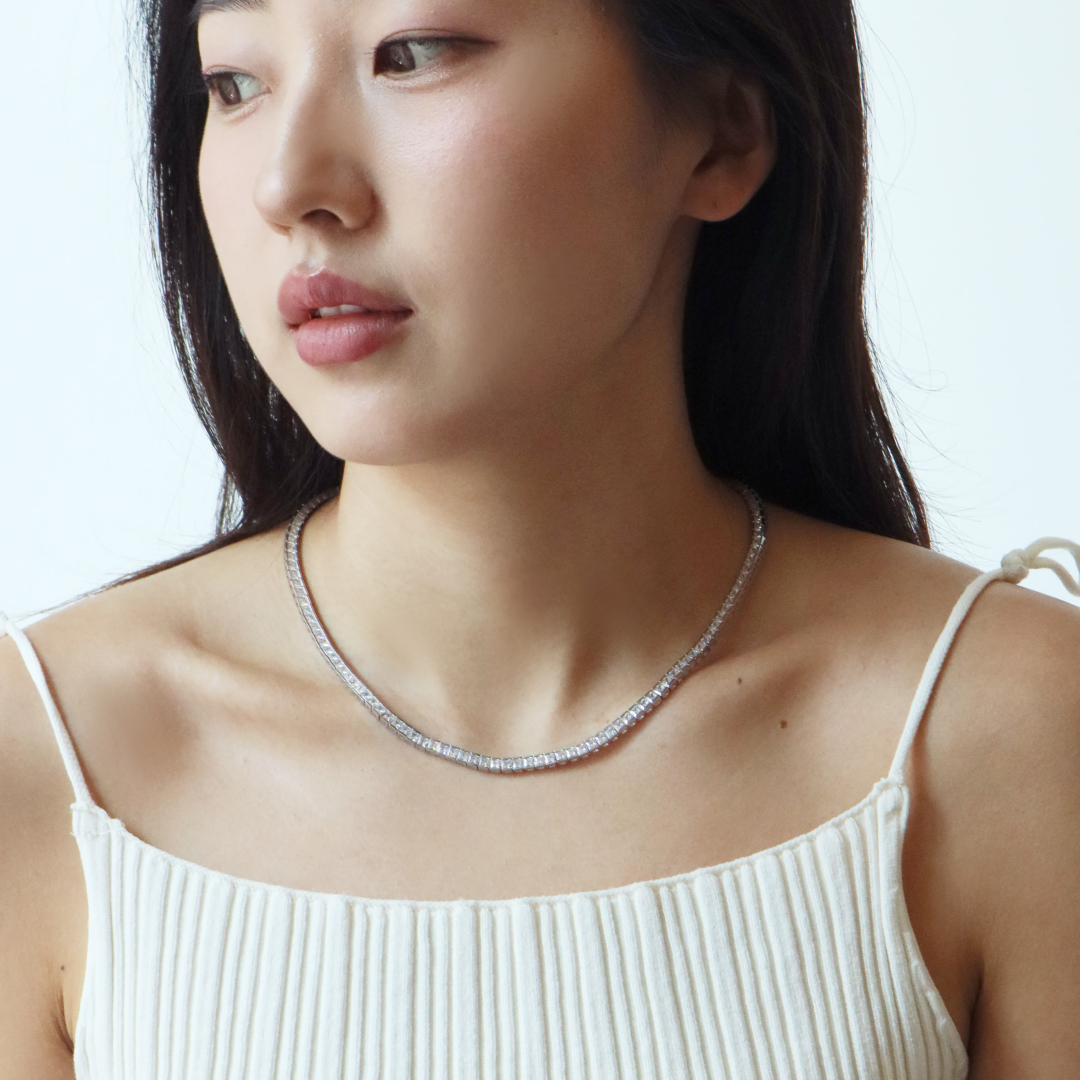 3mm 스퀘어 큐빅 지르코니아 테니스목걸이 - 상세 이미지 5