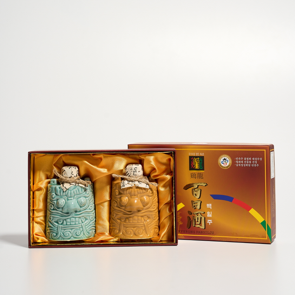 계룡백일주 복도깨비 미니어처 선물세트 40도 50ml x2 이성우명인 (케이스 포함) - 상세 이미지 2