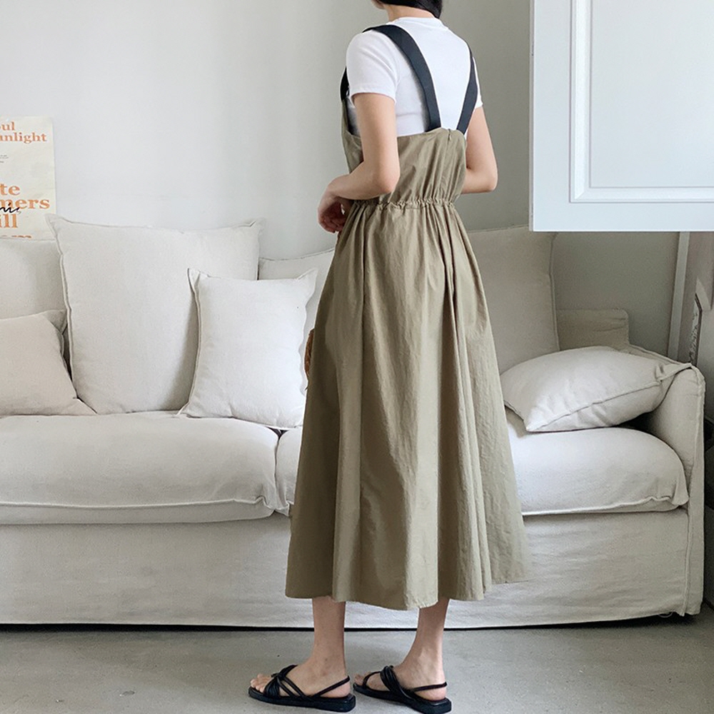 바스락 와이드 점프수트 여름 스트링 멜빵 아노락 키작녀 통바지 점프수트 팬츠 이미지 6