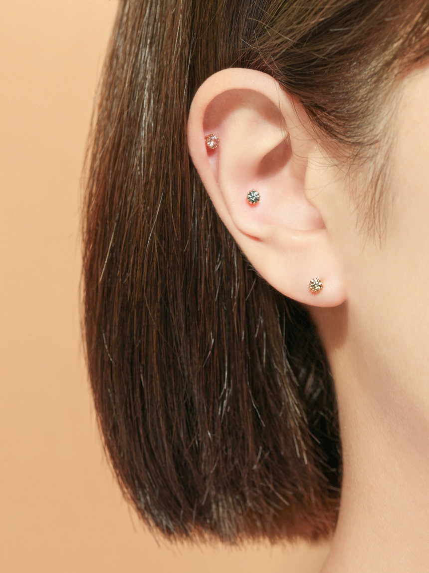 [0.8mm]14K 인터널 모이사나이트 다이아 샤이닝 라블렛 피어싱 귀걸이 - 상세 이미지 5