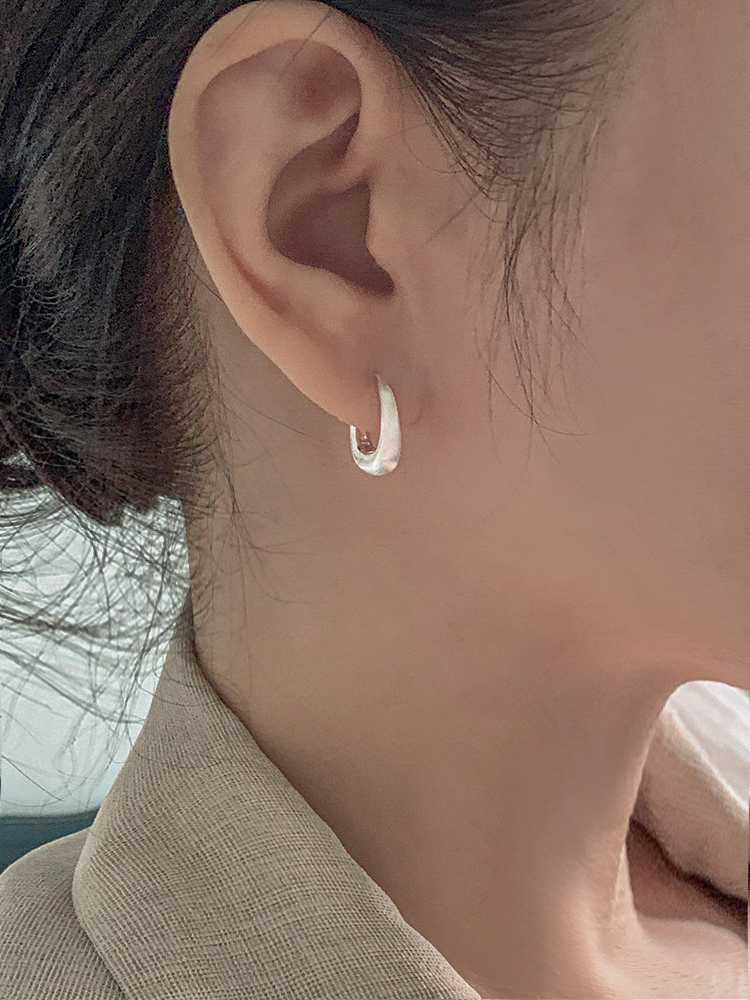 매트 볼드 원터치 이어링 - 여성 무광 사각 물방울 스퀘어 데일리 드롭 링귀걸이 - 상세 이미지 2
