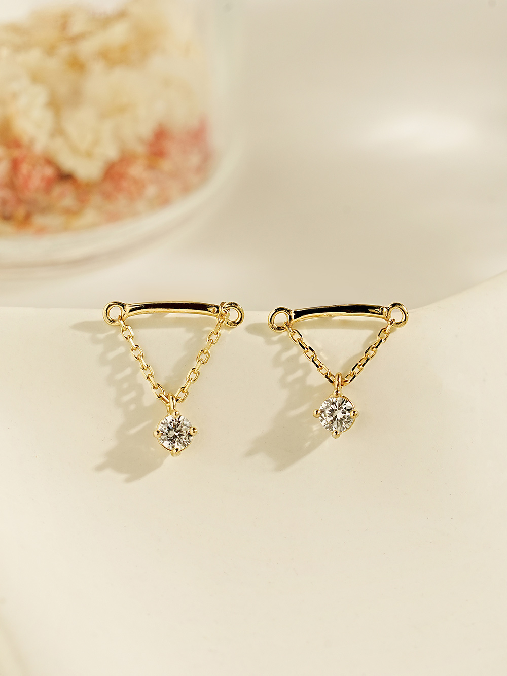 14K 인터널 모이사나이트 다이아 히든 헬릭스 드롭 큐빅 라블렛 피어싱 귀걸이 1부 - 상세 이미지 5