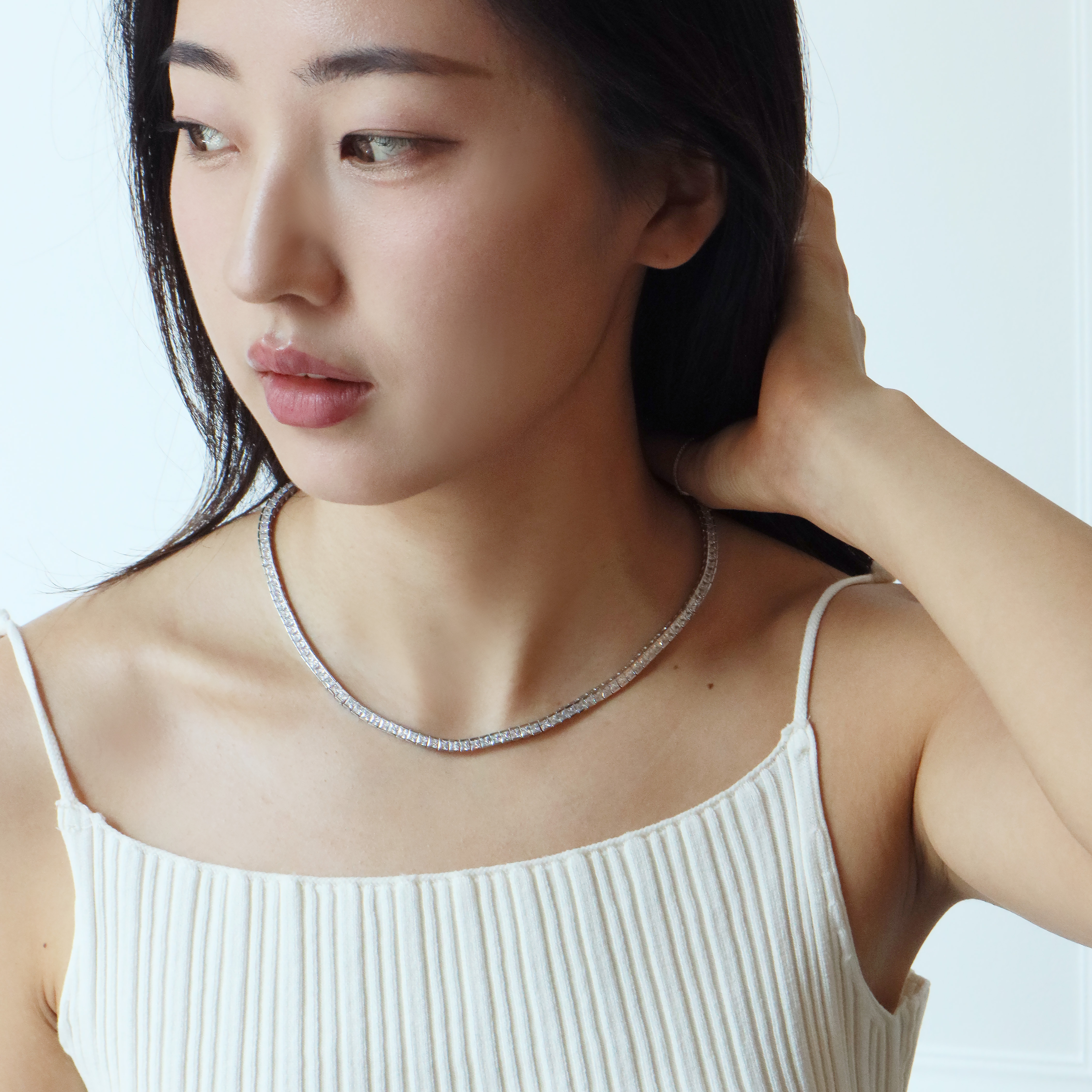 3mm 스퀘어 큐빅 지르코니아 테니스목걸이 이미지 6