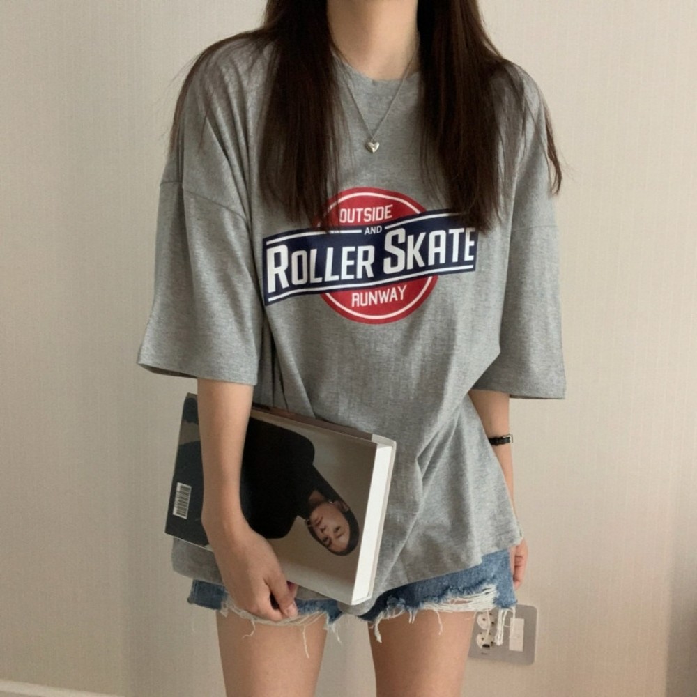 반팔 티셔츠 여름 면 여성 박스티 오버핏 루즈핏 크롭 - 상세 이미지 5