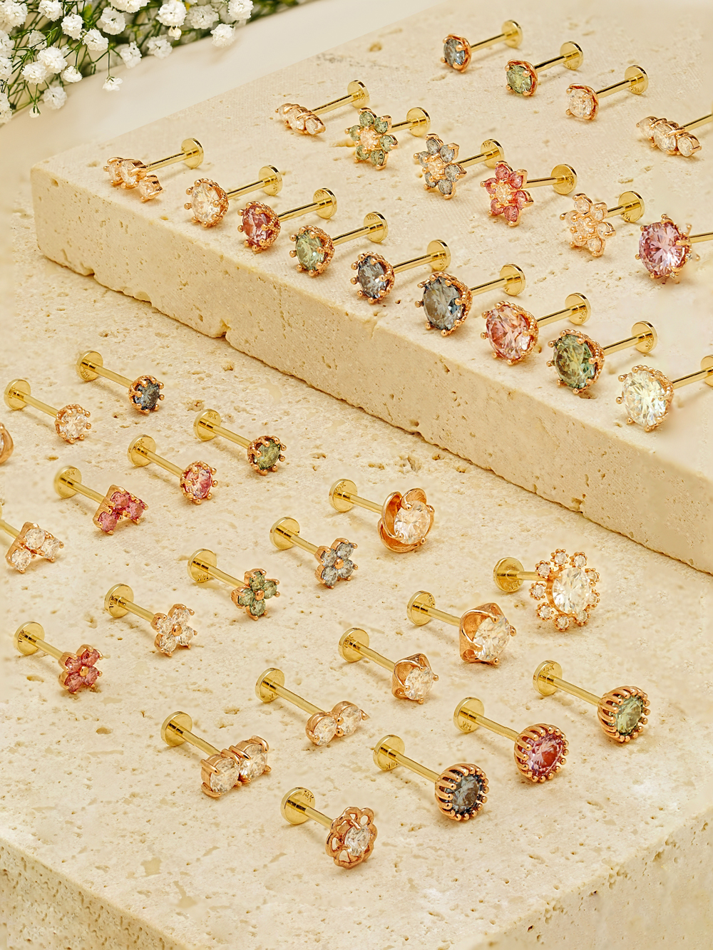 [0.8mm]14K 인터널 모이사나이트 다이아 라블렛 피어싱 귀걸이 23종 모음전 - 상세 이미지 5