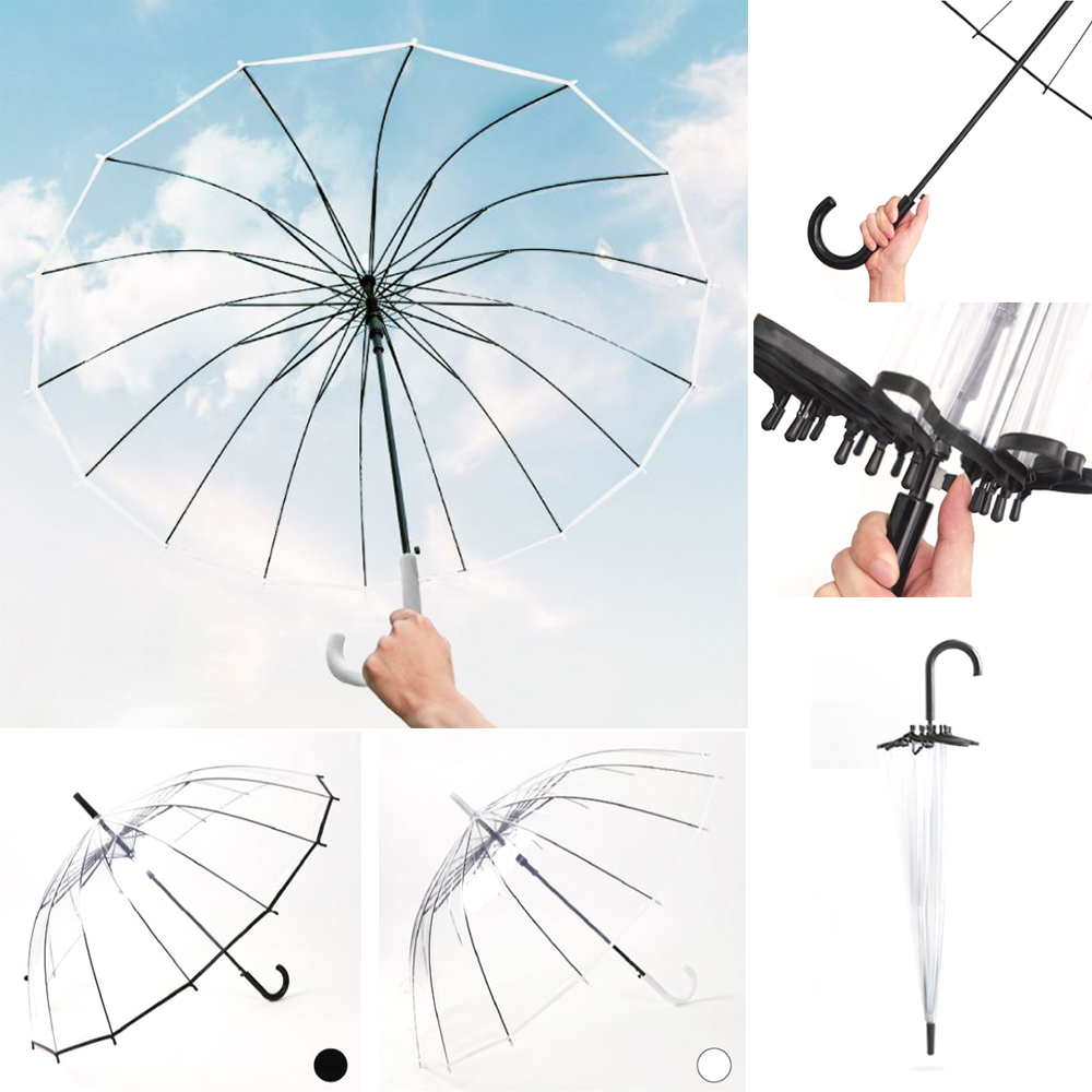 반자동 투명 장우산 여름 장마철 비닐 사고예방 고강도 비막이 - 상품 이미지