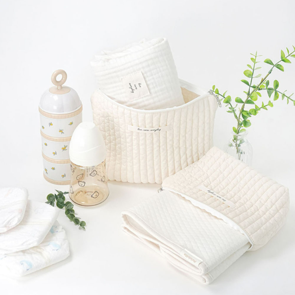 마롤로뜨 누빔면 기저귀 파우치 화장품 기저귀가방 아기 미니 주머니 아이보리S