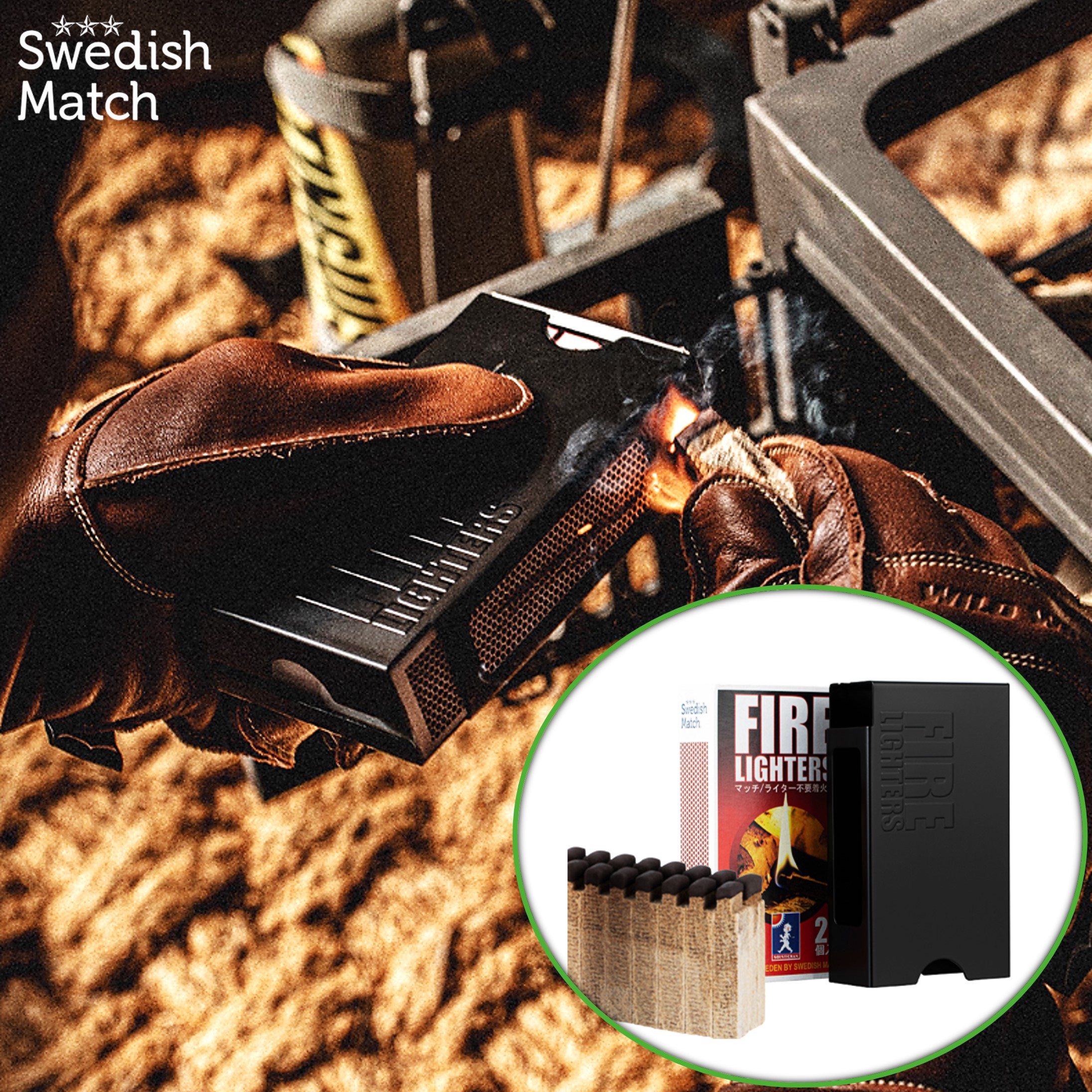 파이어라이터스 착화제 블랙 에디션 케이스 세트 압축장작 고체 연료 착화재 불쏘시개