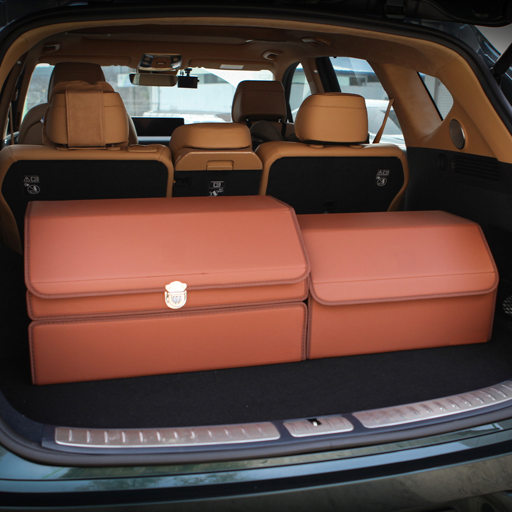 엠노블 가죽 트렁크정리함 소형 차량용 수납함 트렁크 신발장 보관함 SUV 정리