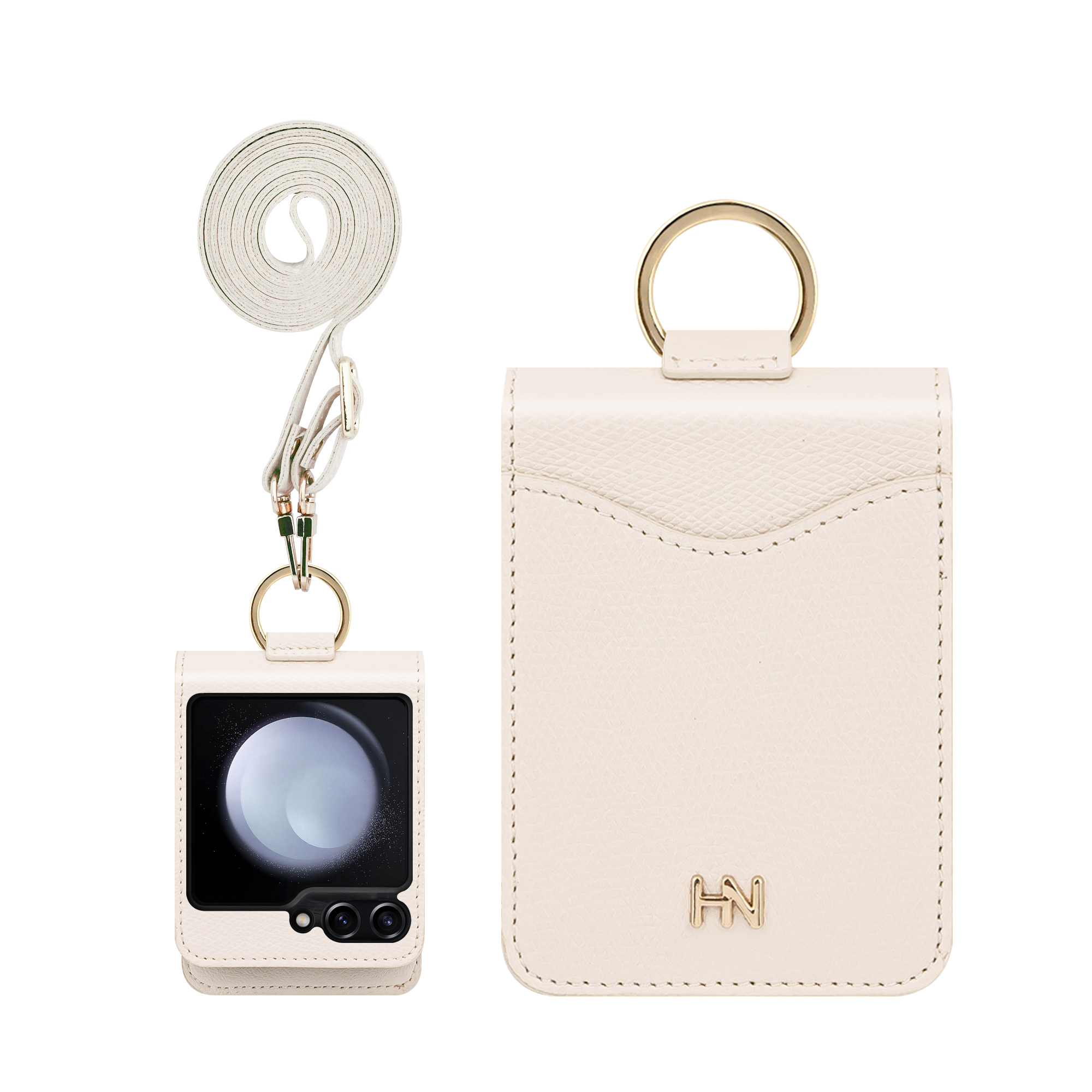 갤럭시 Z플립6 플립7fe 하나 웨이브 포켓 링 카드 수납 다이어리 휴대폰 케이스 레드 - 상품 이미지