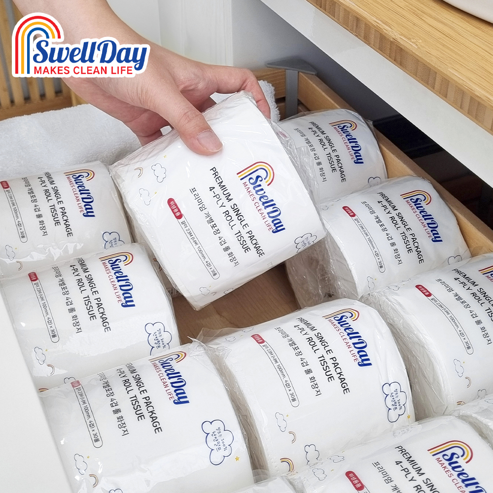 스웰데이 개별포장 4겹 두루마리 휴지 천연펄프 화장지 23M 30롤 - 상세 이미지 3