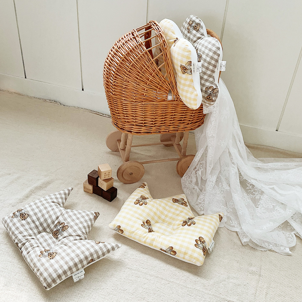 사계절 아기 베개 유아 신생아 짱구 필로우 목베개 쿠션 캔디 멜란체크돗테디 브라운