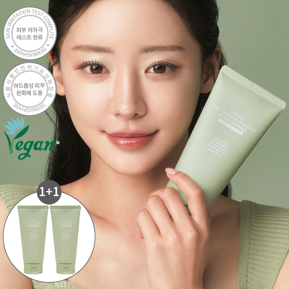 [1+1]더마쉐어 비건 티트리 여드름 아크네 피에이치 밸런스 폼 클렌저 150ml 2개 - 상세 이미지 2