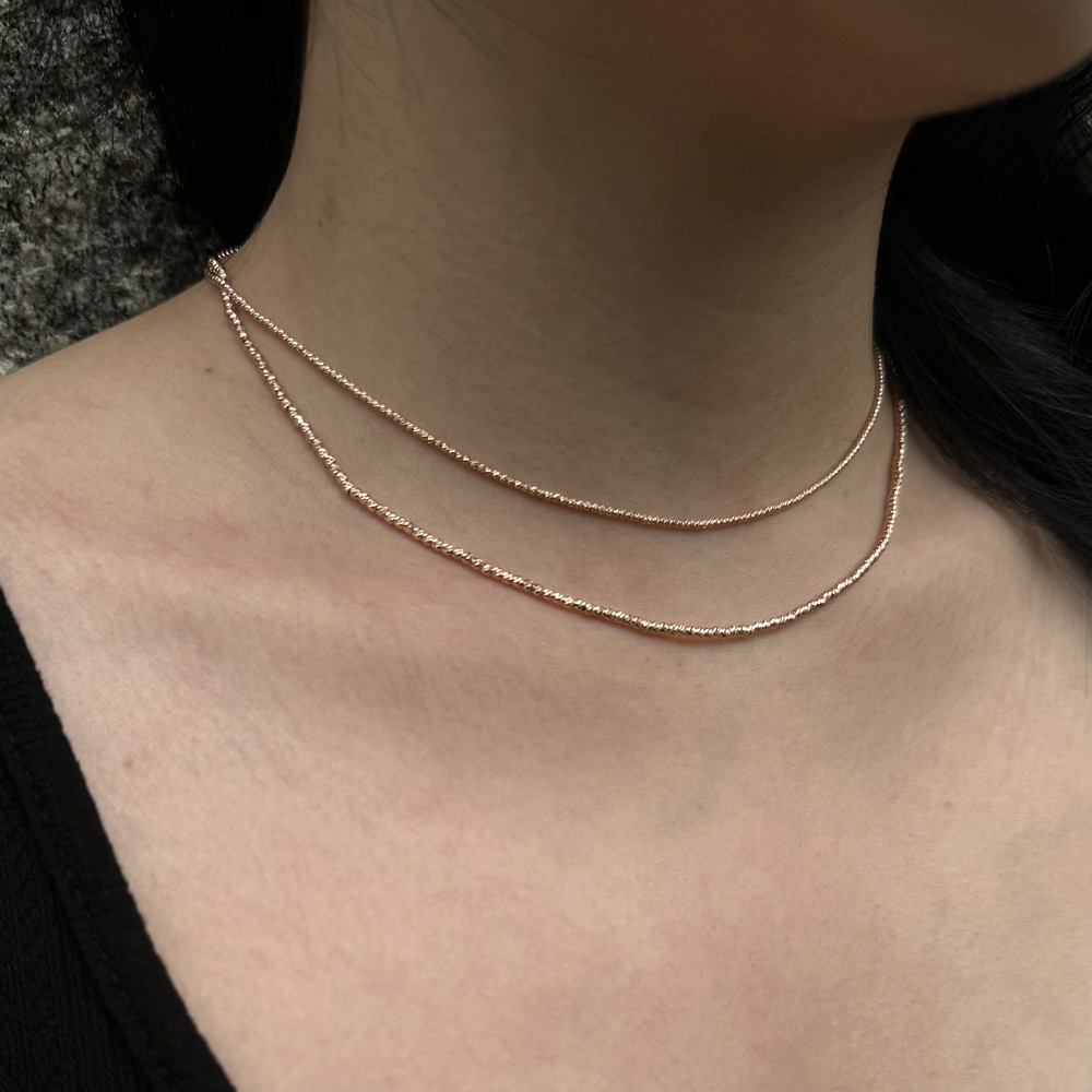 18K 로데 컷팅 볼 2미리 체인 목걸이 레이어드 데일리 여자 선물 기념일 - 상세 이미지 3
