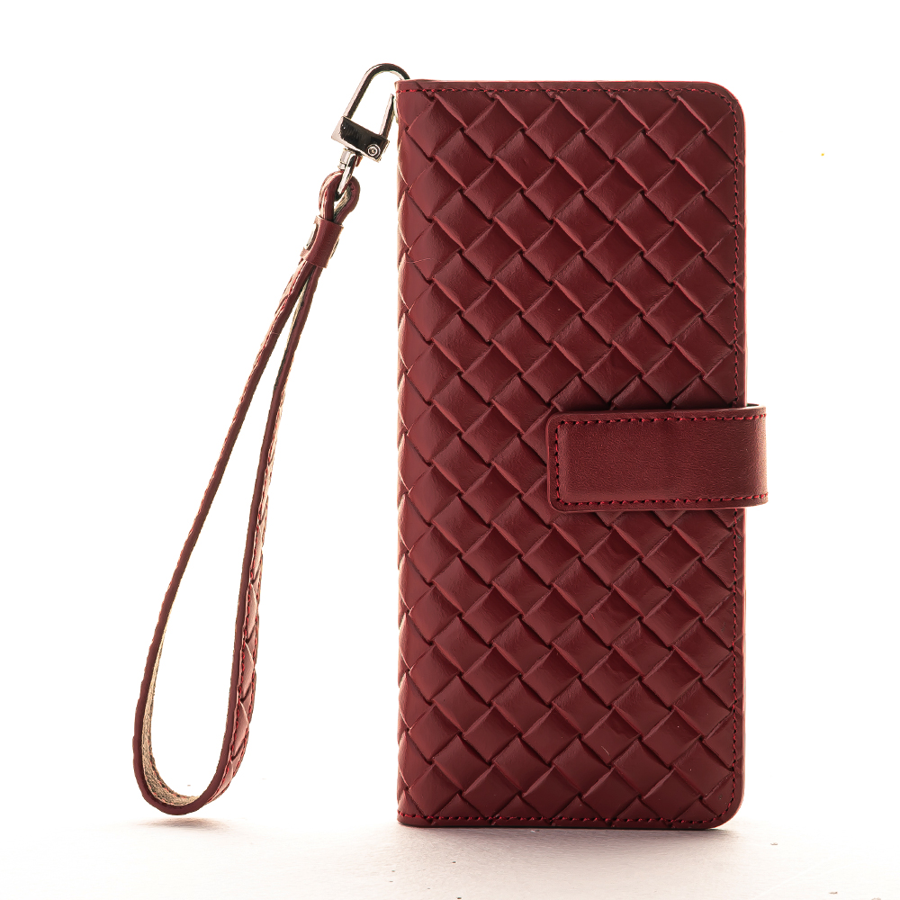 갤럭시 Z폴드6 비첸티노 슬림 천연 가죽 스트랩 다이어리 힌지보호 케이스 마호가니레드 - 상품 이미지