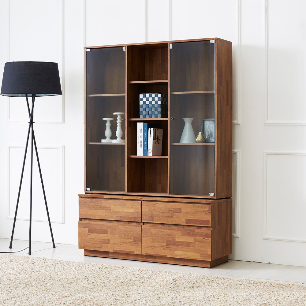 동서가구 라떼 1200 2단 유리 장식장 DF918499