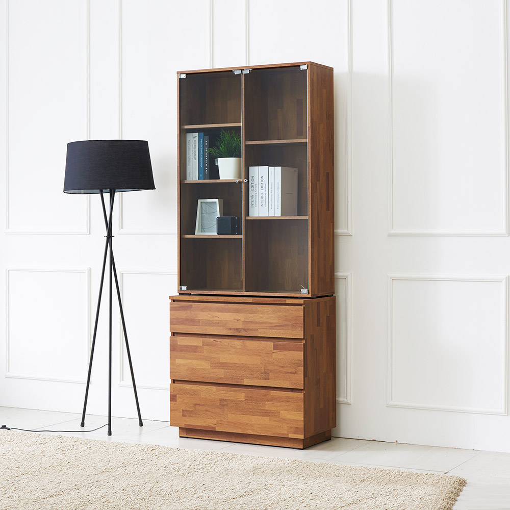 동서가구 라떼 800 3단 유리 장식장 DF918497