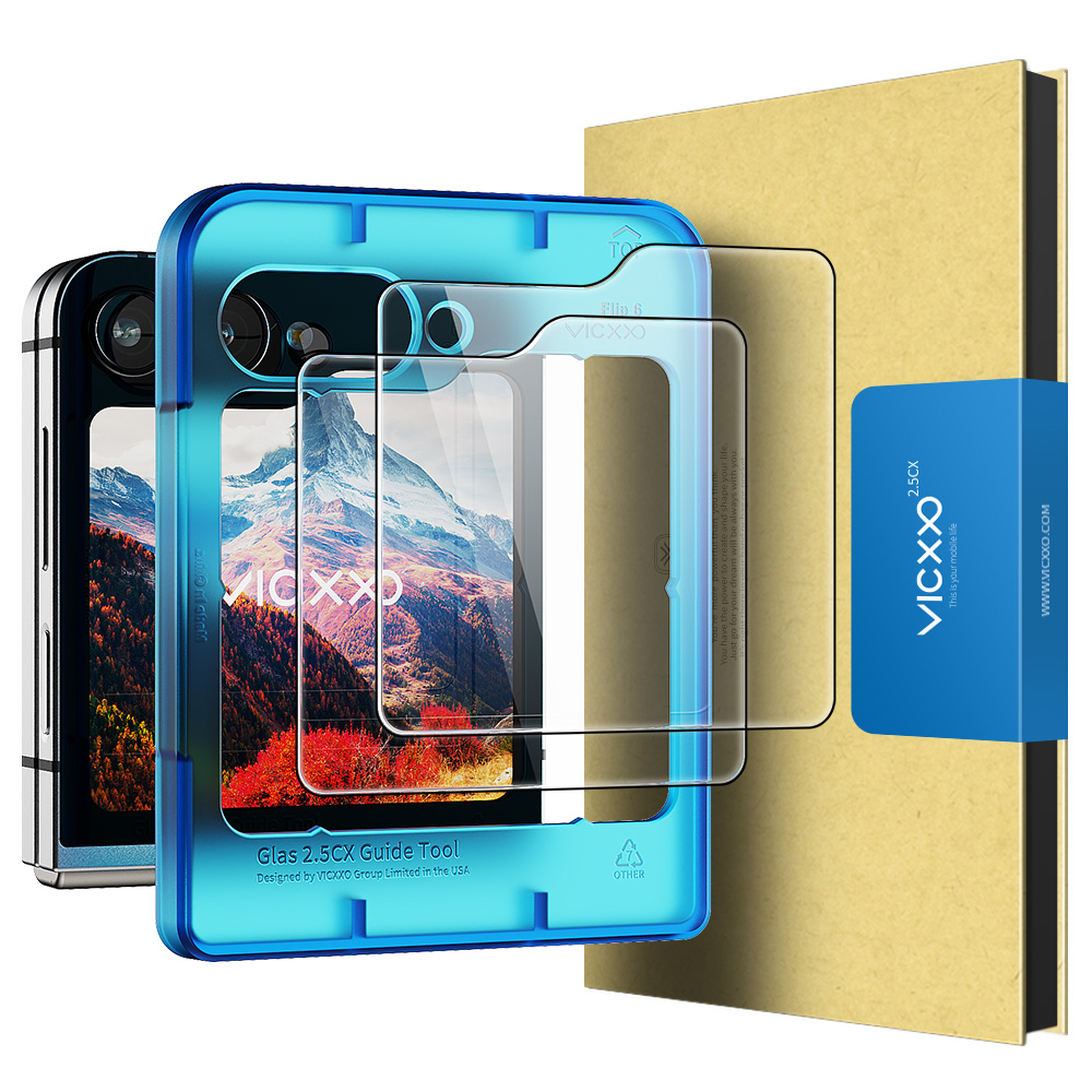 빅쏘 2.5CX 지문인식 강화유리 액정보호필름 갤럭시Z 플립7 FE, 2매입