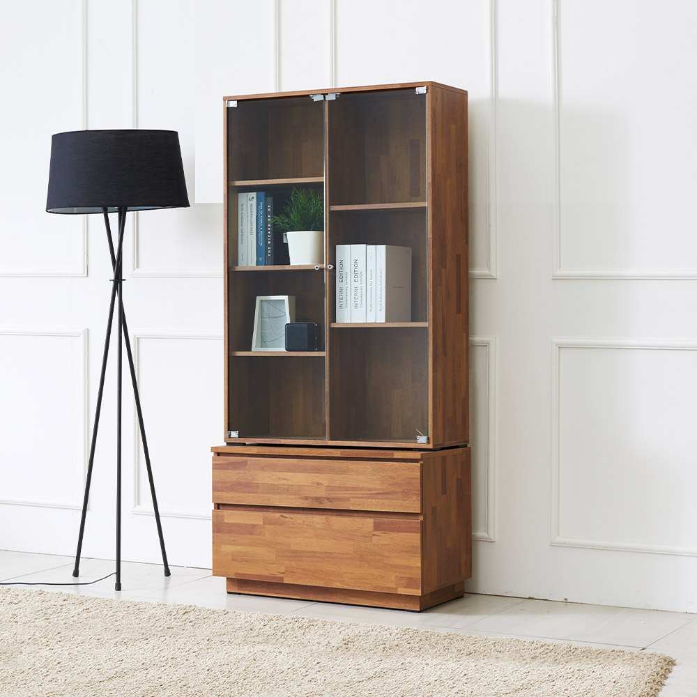 동서가구 라떼 800 2단 유리 장식장 DF918495