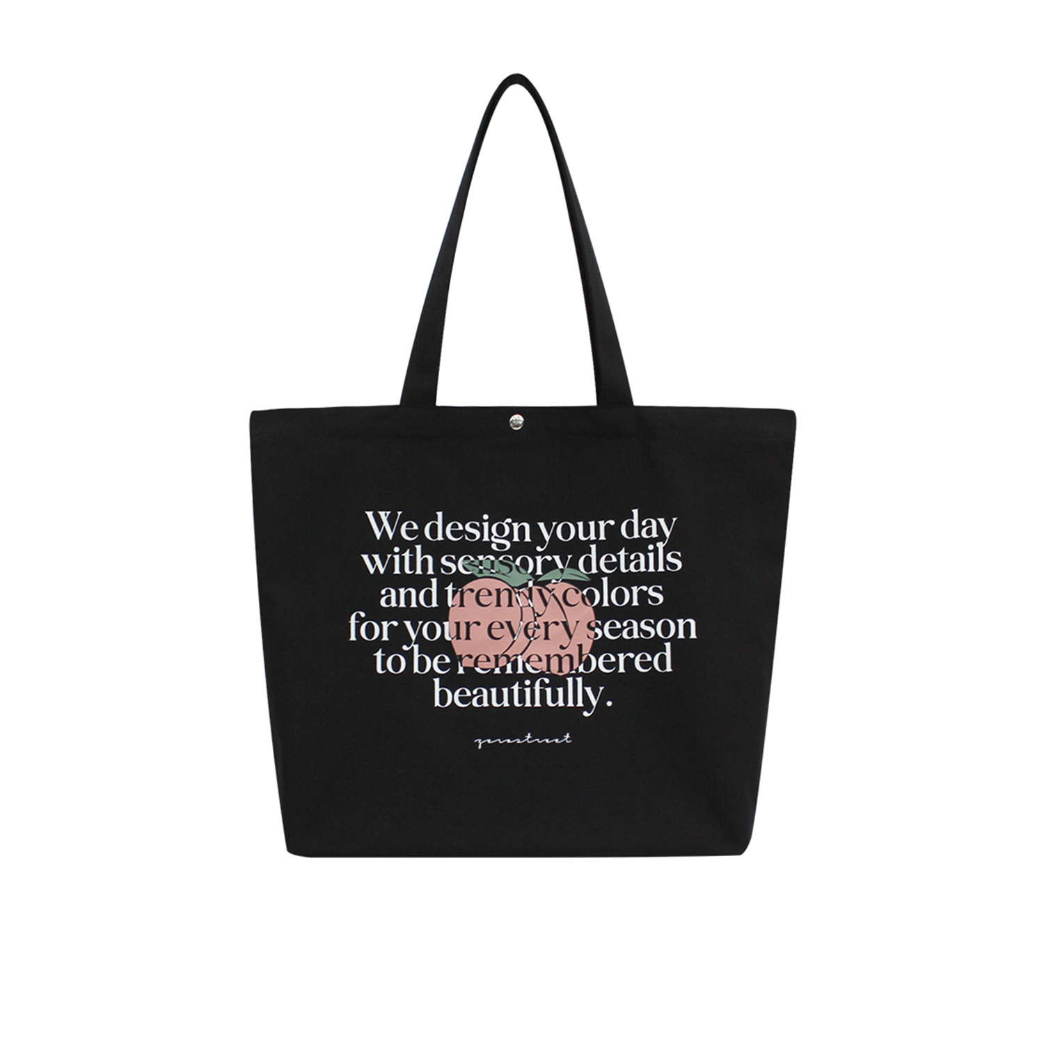 [제로스트릿]레터링 피치 에코백 LETTERING PEACH ECO BAG / BLACK - 상세 이미지 3