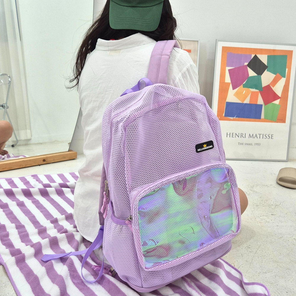 헬킹콩 우주백 스포츠백팩 메쉬 백팩 망사 배낭 방수 가방 수영장 오리발 비치백 - 상세 이미지 3