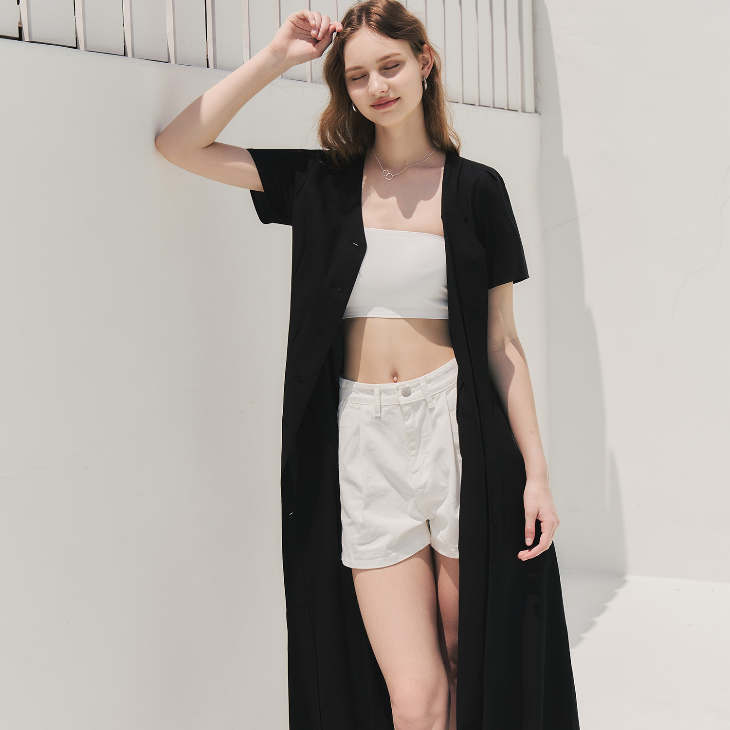 [제로스트릿]엘레강 린넨 원피스 ELEGAN LINEN ONEPIECE / BLACK - 상세 이미지 3