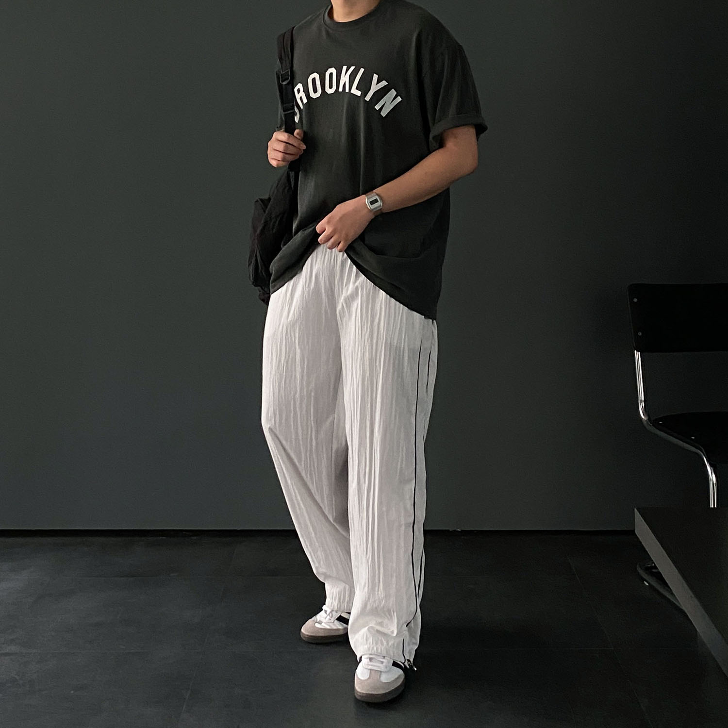 남자와이드팬츠 남자나일론팬츠 - 상세 이미지 4