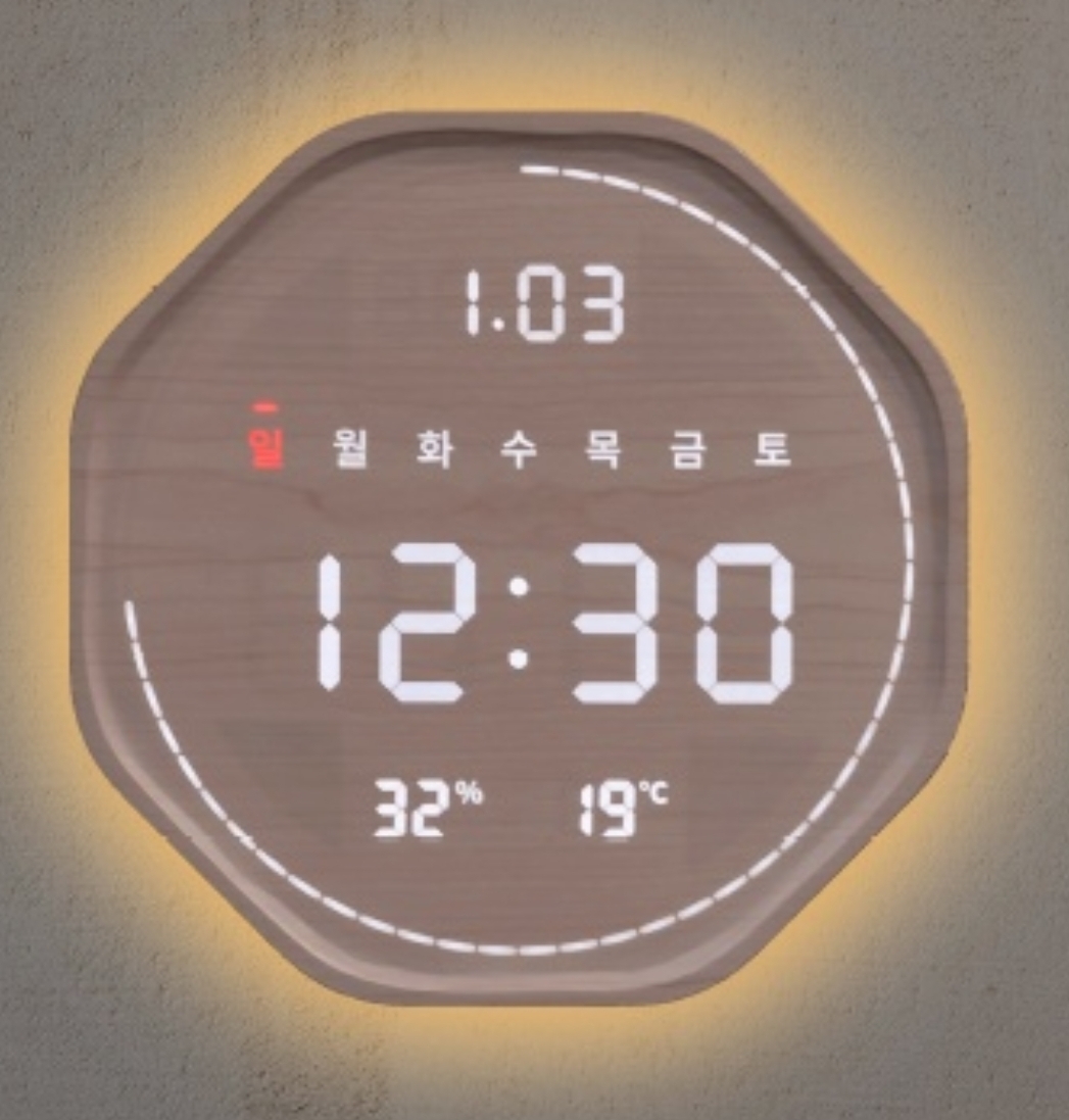 플라이토 벽시계 LED 벽걸이 3세대 백라이트 인테리어 디지털 전자 거실 집들이 루나 온습도 와이파이
