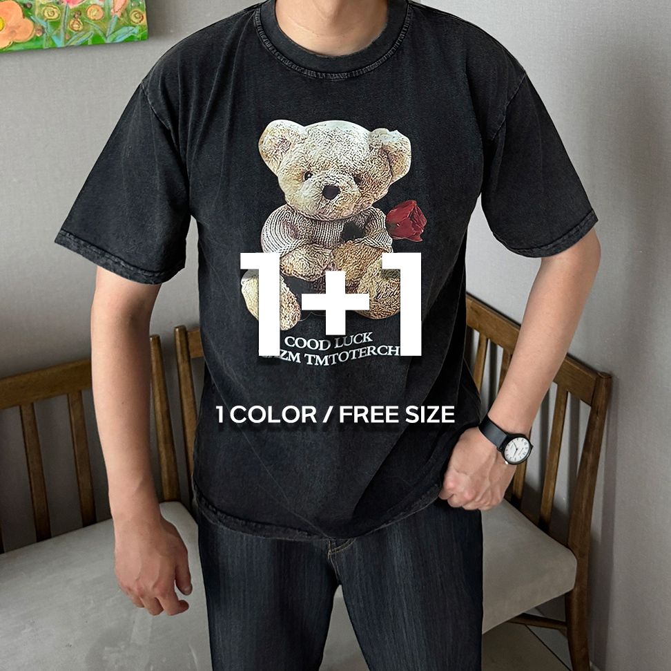 1+1 목안늘어나는티 쿨링티셔츠 남자오버핏반팔 - 상세 이미지 3