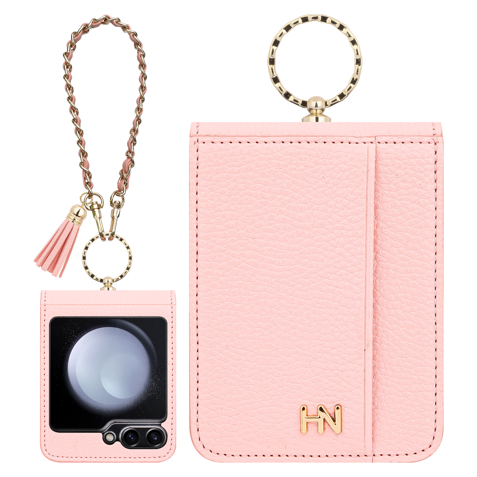 갤럭시 Z플립6 플립7fe 스트랩 가죽 카드 수납 링 다이어리 휴대폰 케이스 레드 - 상세 이미지 2