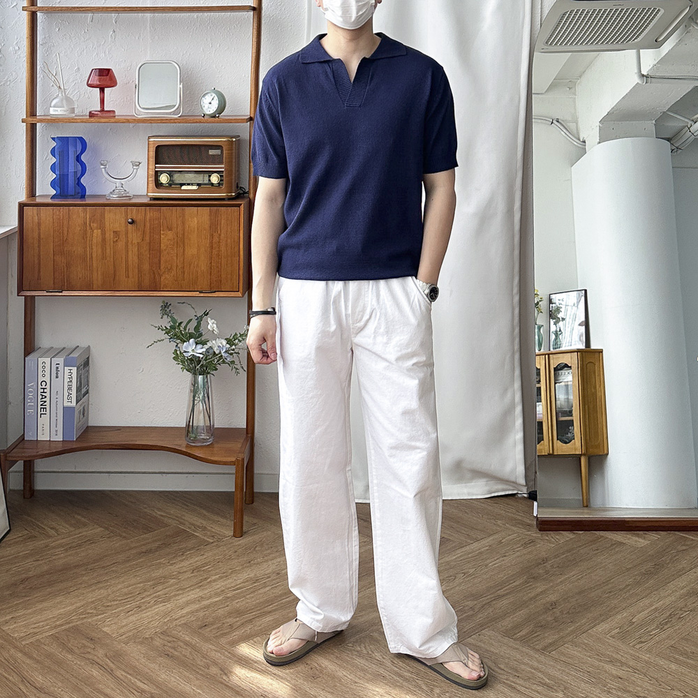 남자 린넨 통 와이드 바지 마 밴딩 여름 롱 슬랙스 팬츠 2color - 상세 이미지 5