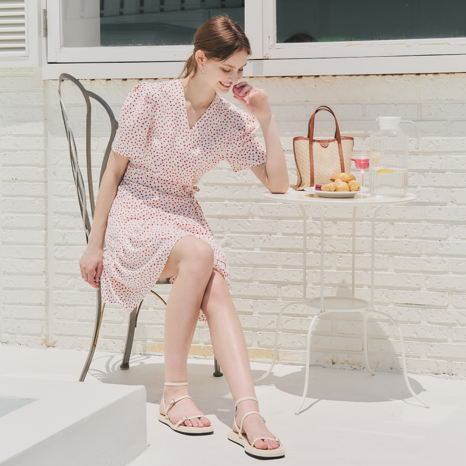 [제로스트릿]로즈 랩 원피스 ROSE WRAB ONEPIECE / RED - 상세 이미지 3