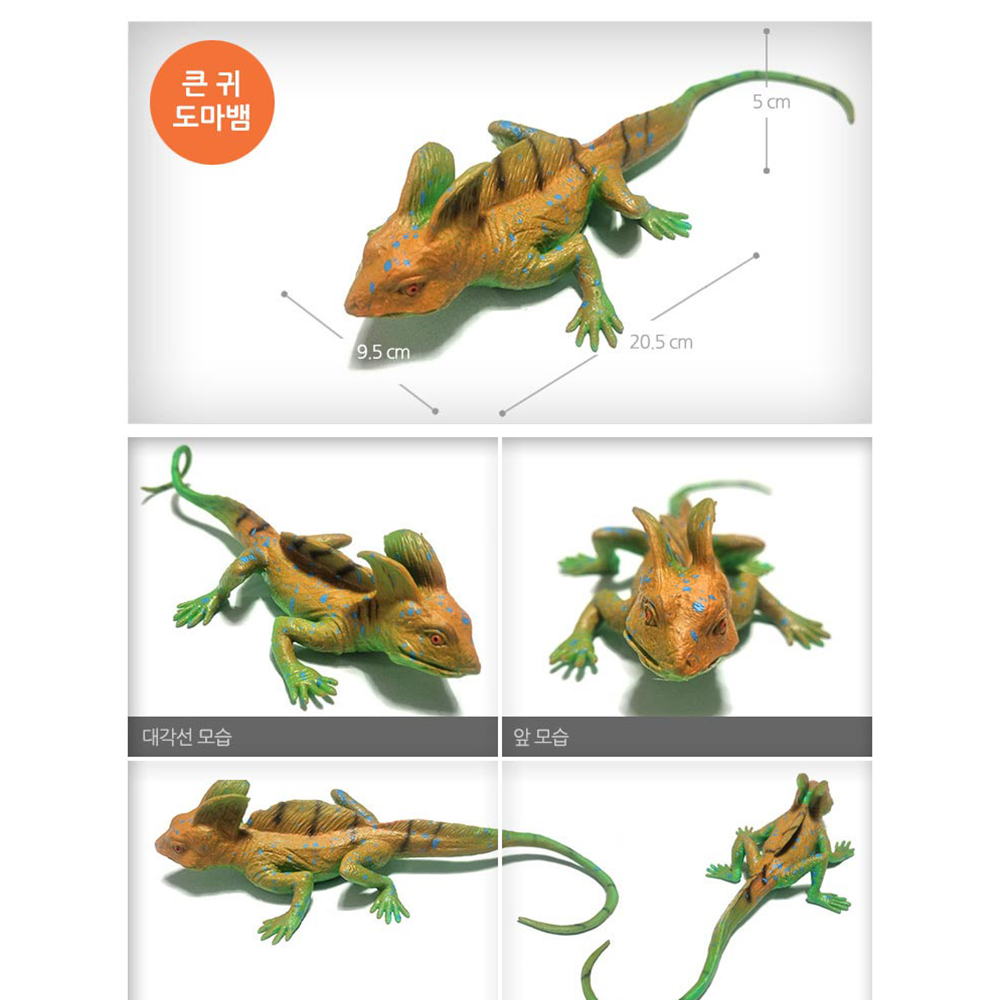 파충류세계 큰귀 도마뱀 뿔도마뱀 2종 세트 말랑말랑 실감나는 동물 인형 장난감 - 상세 이미지 2