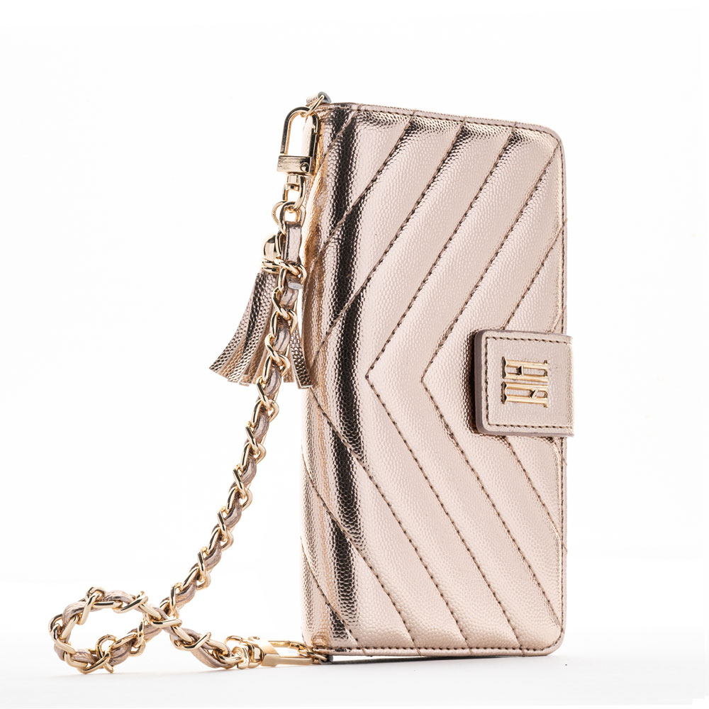 갤럭시 Z폴드6 핸드백 스트랩 가죽 다이어리 힌지보호 핸드폰 케이스 골드 - 상세 이미지 3