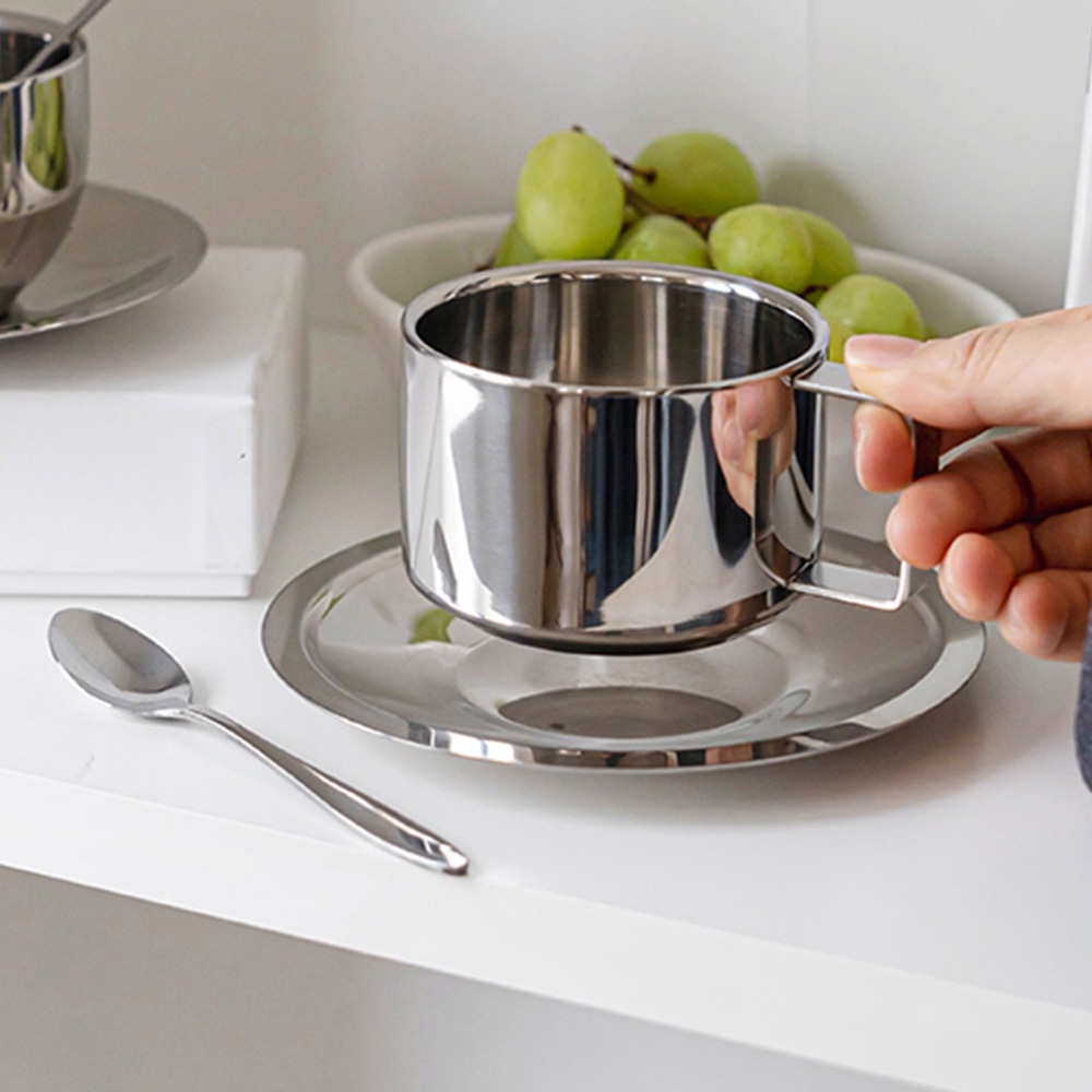 304 스테인리스 커피잔세트 예쁜 카페 라떼 카푸치노 찻잔