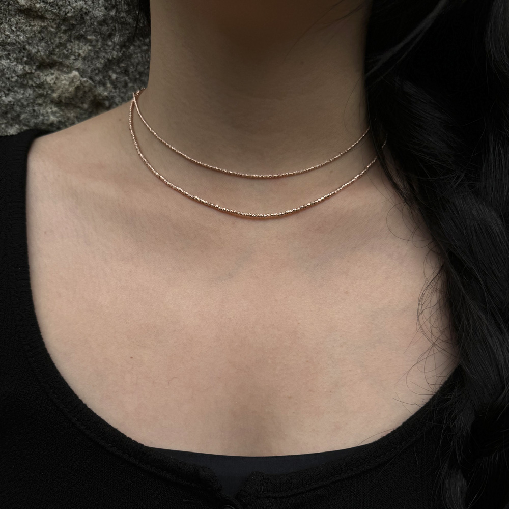 18K 로데 컷팅 볼 2미리 체인 목걸이 레이어드 데일리 여자 선물 기념일 - 메인 이미지