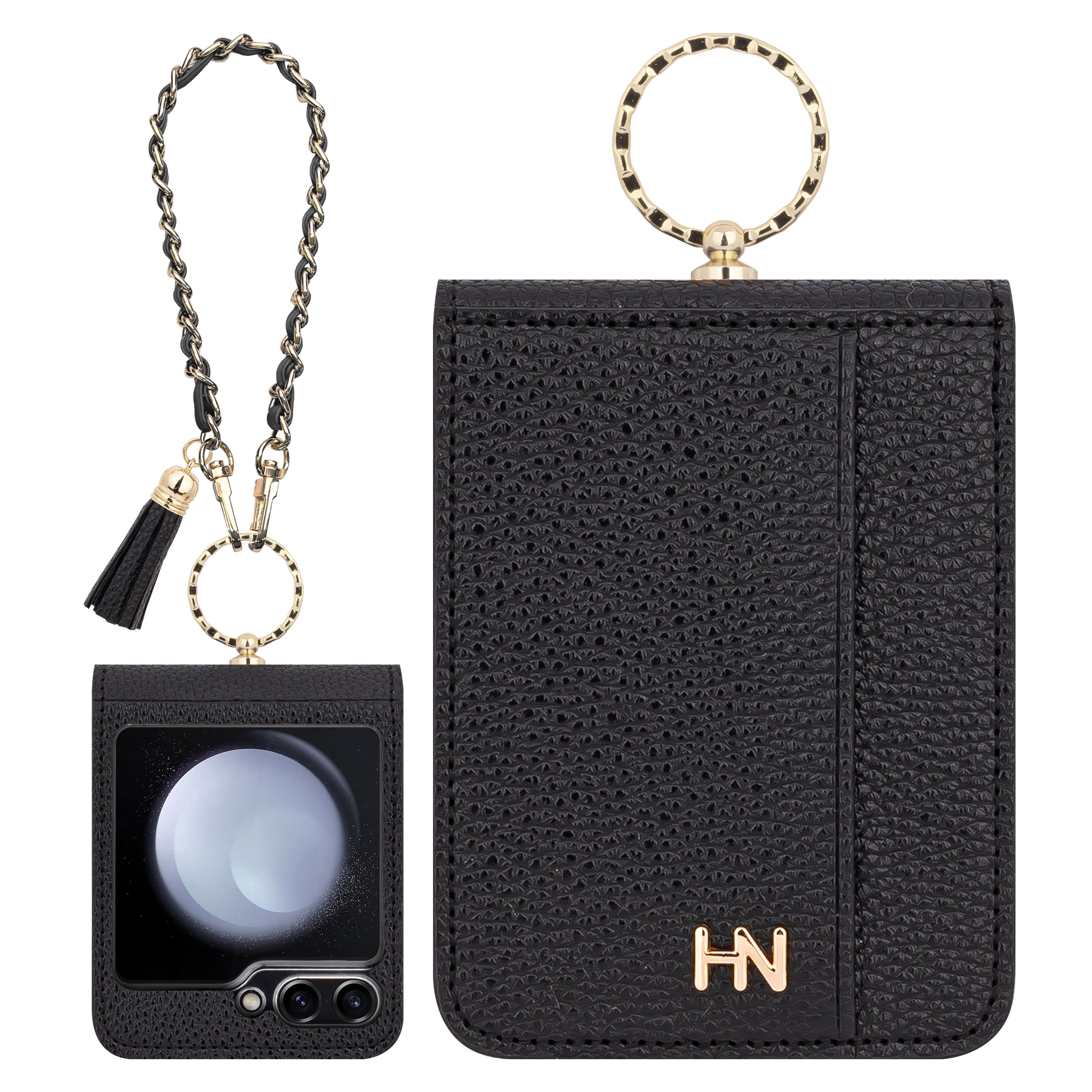 갤럭시 Z플립6 플립7fe 스트랩 가죽 카드 수납 링 다이어리 휴대폰 케이스 레드 - 상세 이미지 4