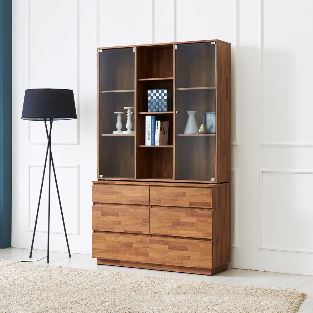 동서가구 라떼 1200 3단 유리 장식장 DF918501