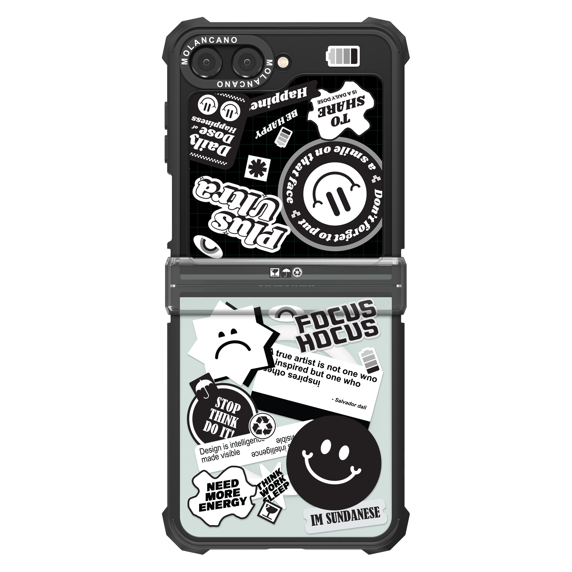 2배자력 맥세이프 임팩트 제로 디자인 범퍼 투명 케이스 스마일포커스, 갤럭시Z 플립6