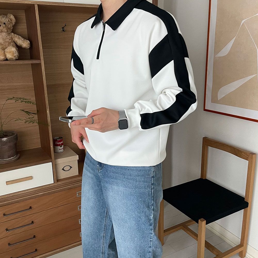 남자맨투맨 긴팔티셔츠 남성반집업 - 상세 이미지 4