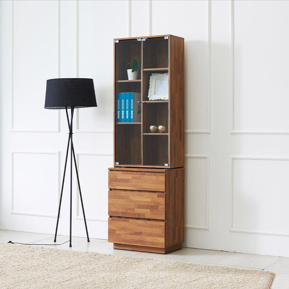 동서가구 라떼 600 3단 유리 장식장 DF918493