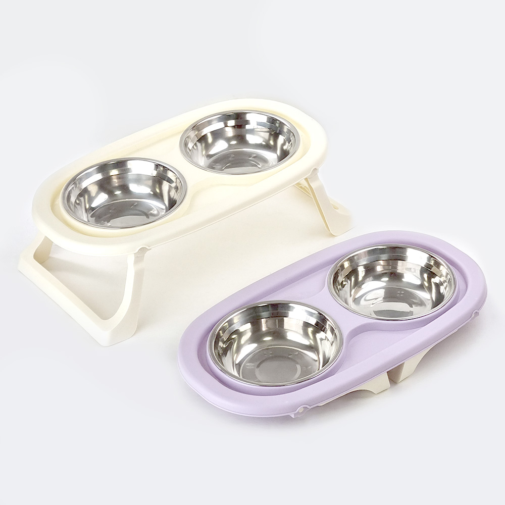 나마스펫 강아지 밥그릇 2구 고양이 물그릇 크리미 식탁 애견 식기 세트