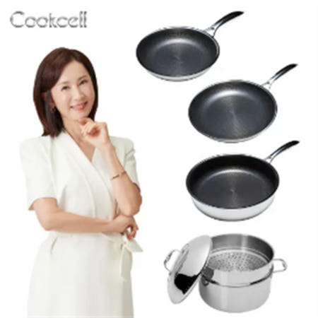 [쿡셀] 블랙큐브 혼합 6종세트 (더블후라이팬2종(20+28)+소테팬28+곰솥28+찜기28+복합뚜껑28)