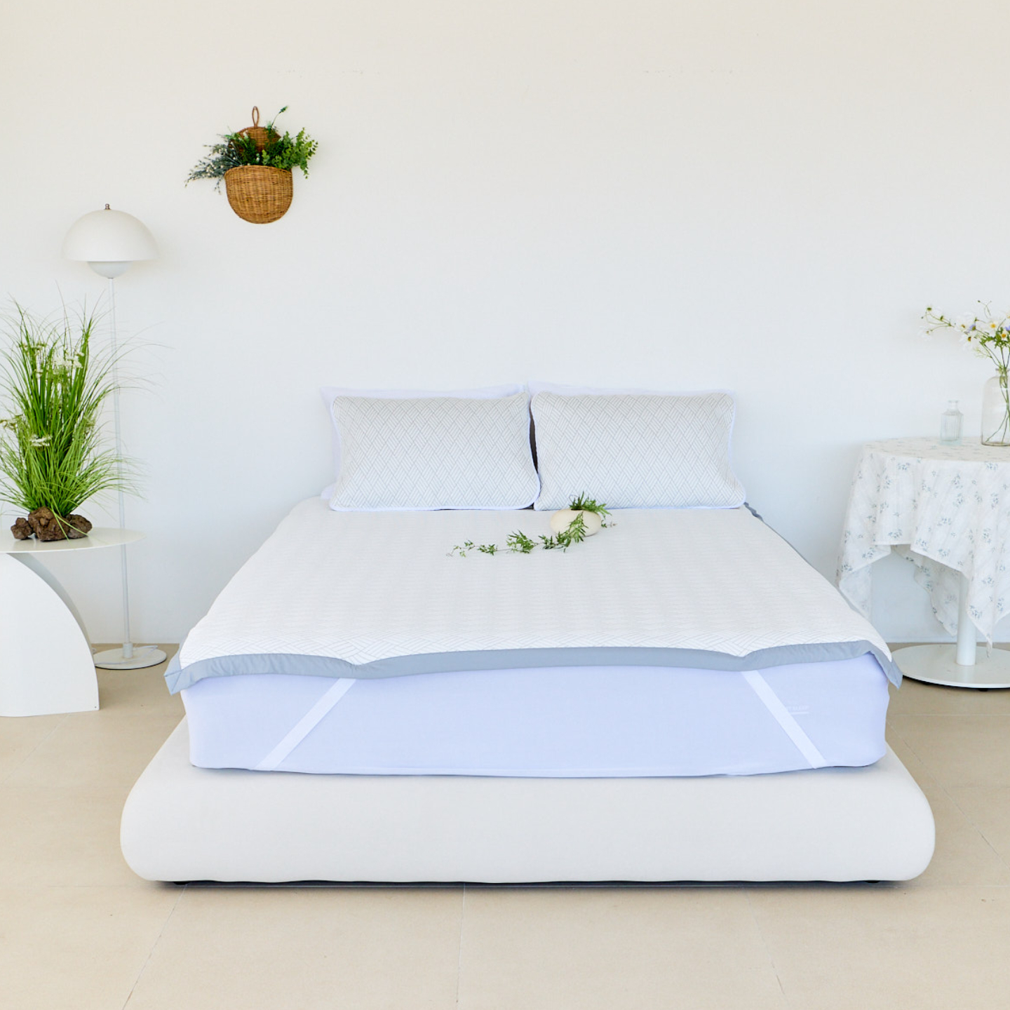 휴비스 듀라론 냉감패드 여름 침대패드 쿨매트 Q 고정밴드