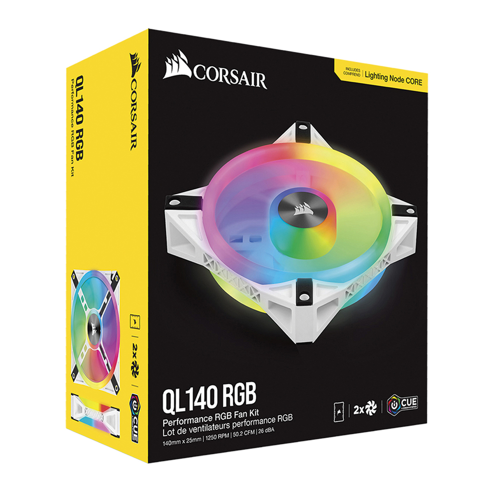 커세어 iCUE QL140 RGB 140mm 시스템 쿨러 화이트 2Pack Node Core[0106] - 상세 이미지 4