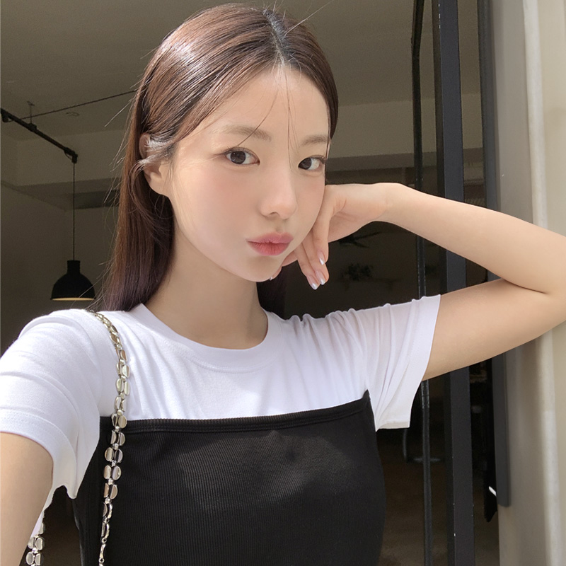 아이빈 배색 골지 반팔 티셔츠 ts4115 - 상세 이미지 2